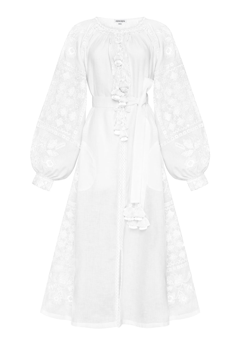 White Chick Embroidered Midi Dress