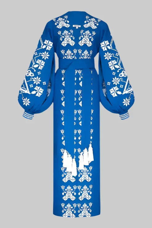 Morning Fog Embroidered Kimono style dress