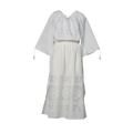 Hand-Loomed Romanian Heritage Midi Dress in White— One of a Kind