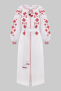 Embroidered Midi Dress Olesya – Traditional Handmade Dress with Artisan Embroidery