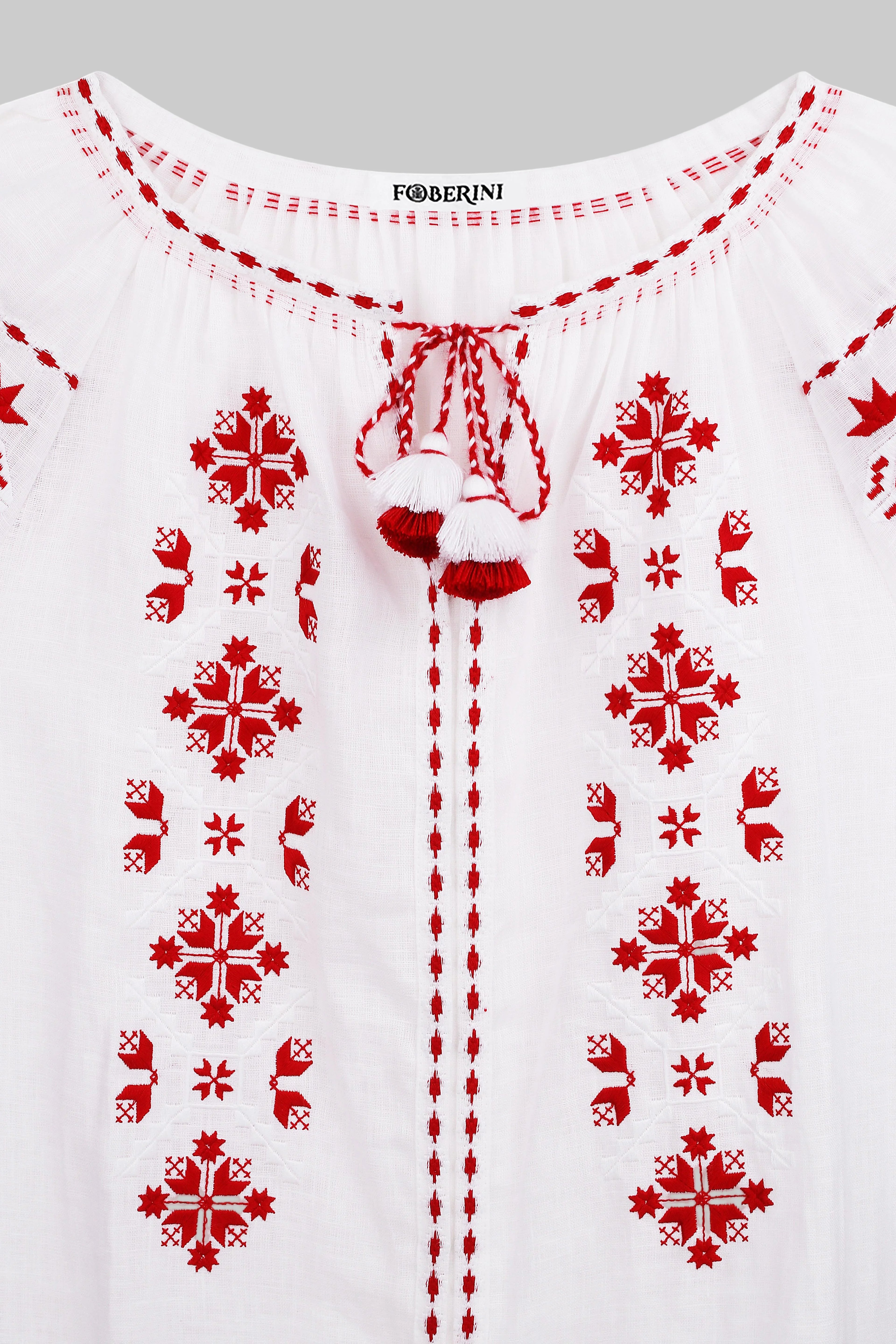 Embroidered Midi Dress Olesya – Traditional Handmade Dress with Artisan Embroidery