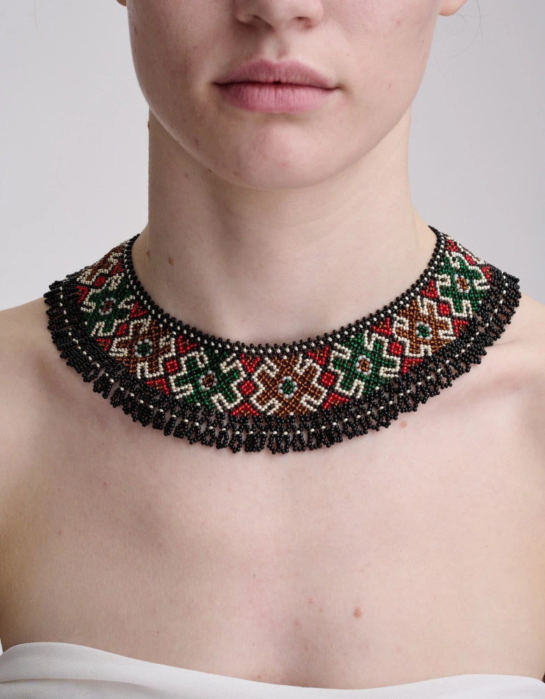 Bohemian Beaded Necklace —Carpathian Heritage Folk Jewelry