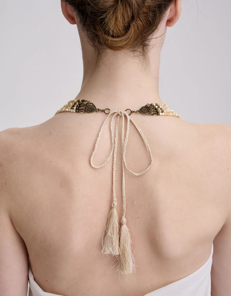 Golden Mother-of-Pearl 5-Strand Layered Necklace