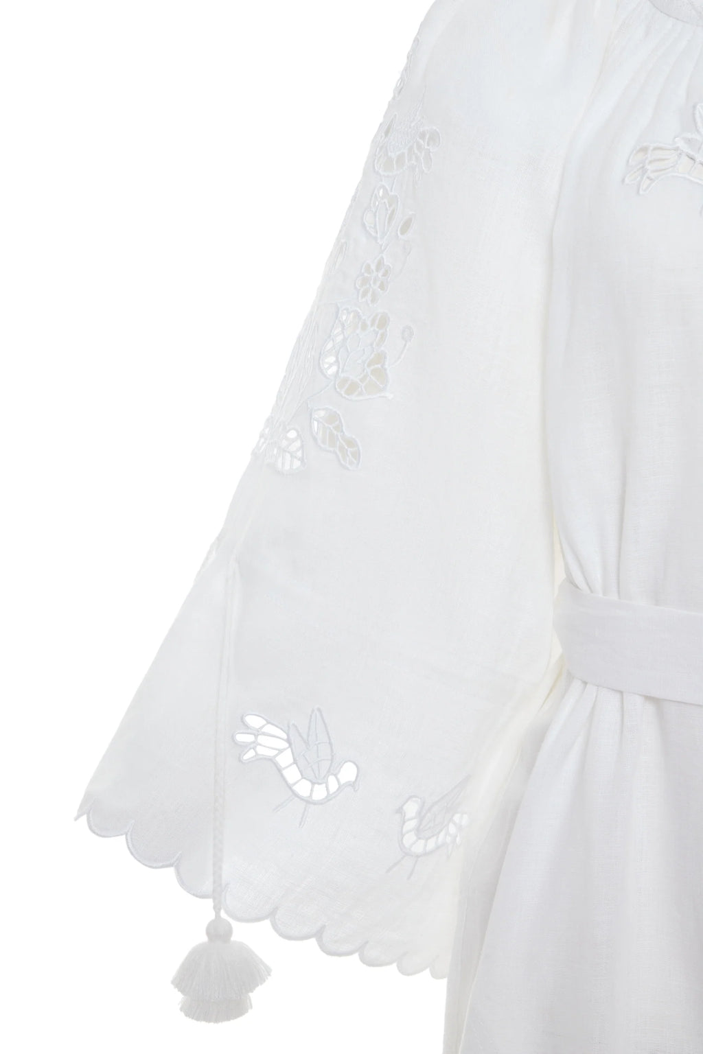 Tree of Life White embroidered linen Maxi Dress