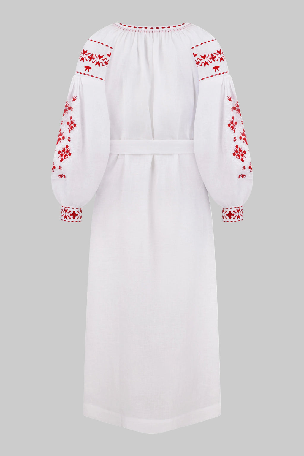 Embroidered Midi Dress Olesya – Traditional Handmade Dress with Artisan Embroidery