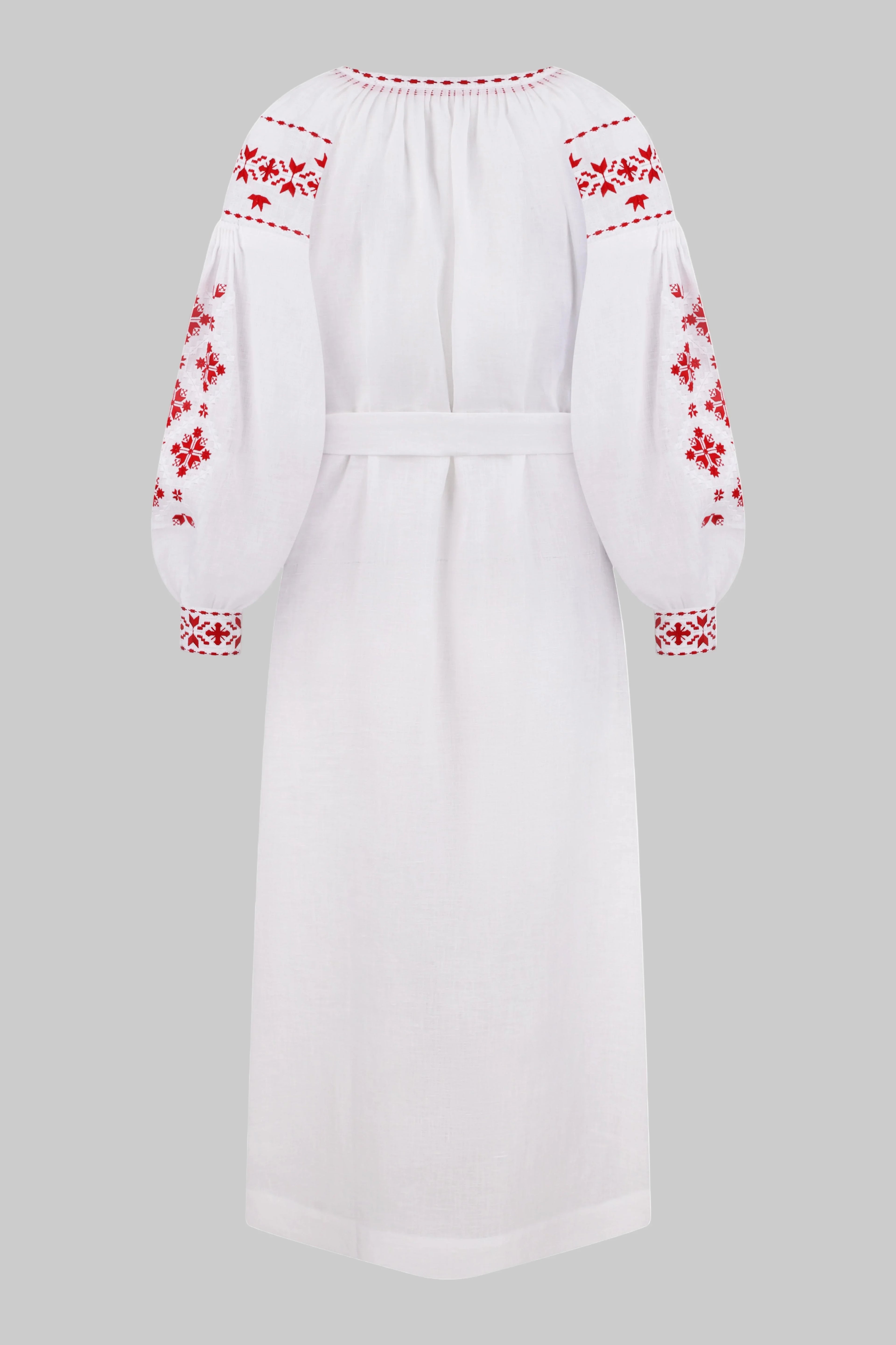 Embroidered Midi Dress Olesya – Traditional Handmade Dress with Artisan Embroidery