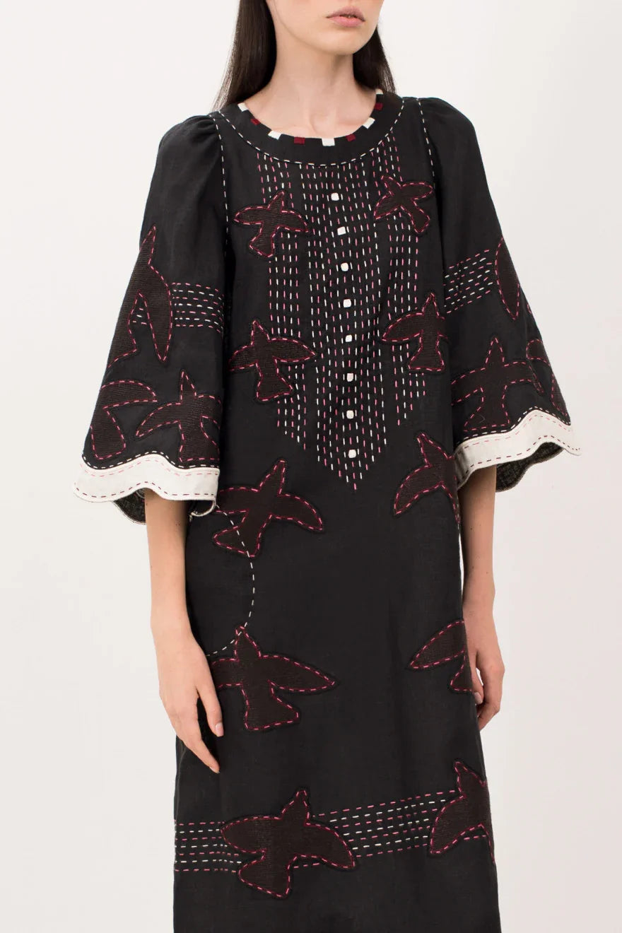 bohemian linen dress relaxed silhouette