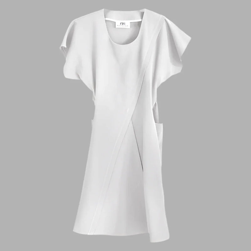 PoeticAlb, Embroidered dress, white, linen, hand-embroidered
