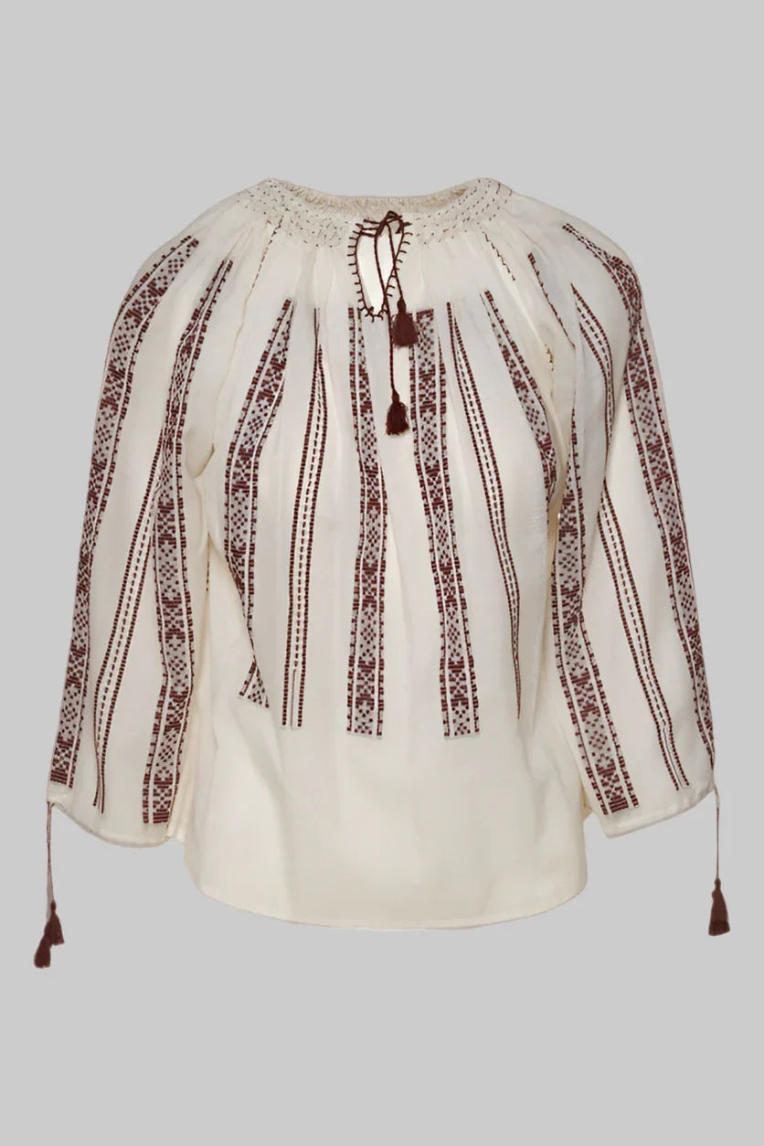 The Brown Embroidery Blouse
