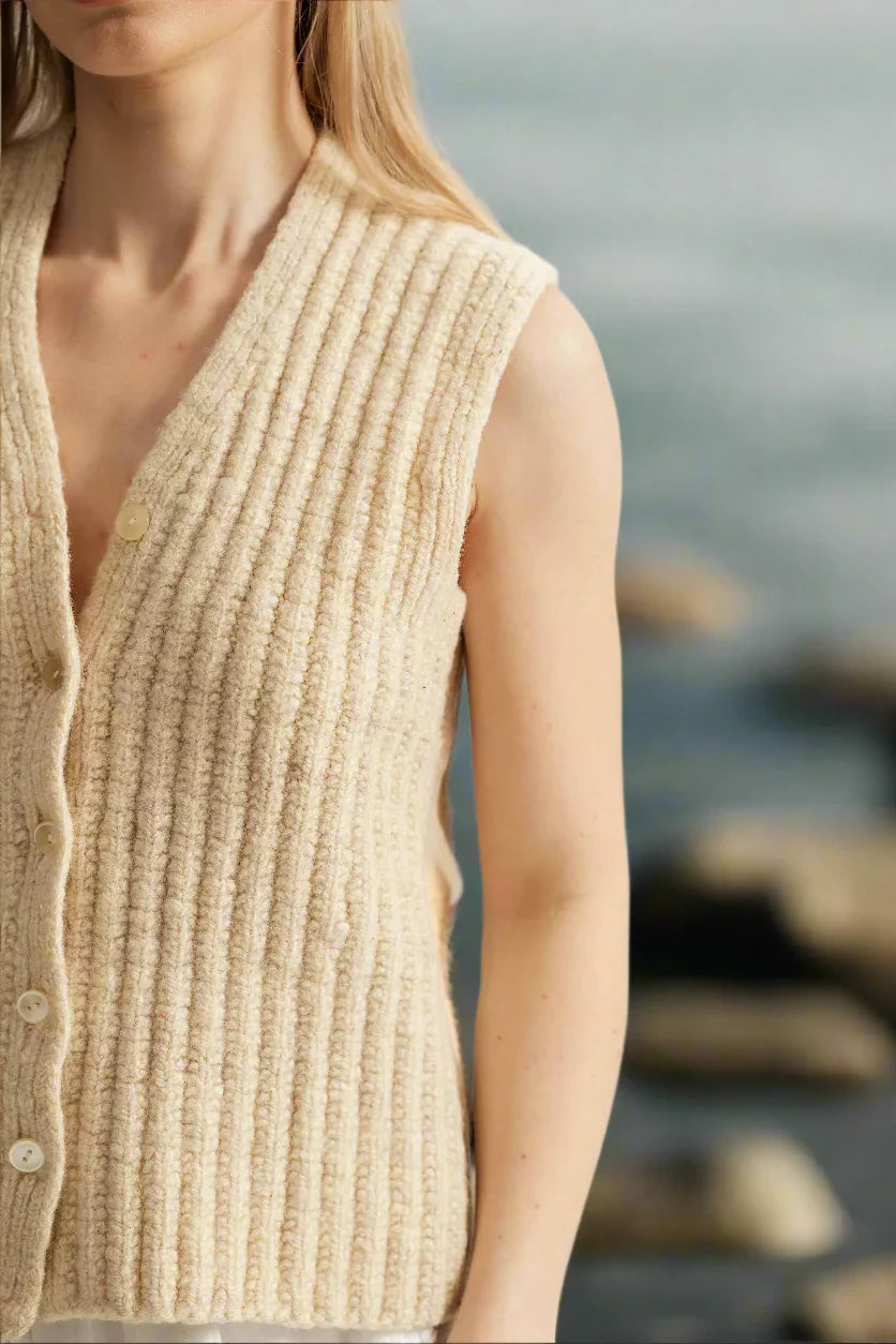 Artisan hand-knitted wool vest One of a Kind