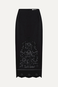 Black pencil skirt with floral lace detailing on BLOUSE ROUMAINE SHOP
