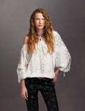Silver Eight Pointed Star Embroidered Romanian Blouse