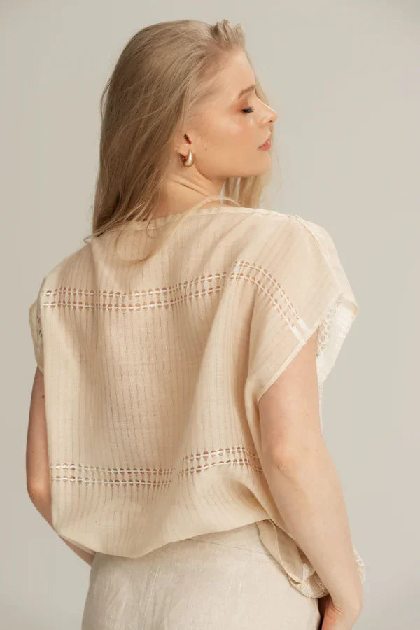 Crochet cotton folk top handmade by artisans