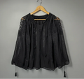 Authentic handmade Romanian blouse, black, hand-embroidered