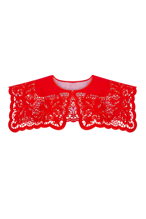 Hand-embroidered Richelieu cutwork detachable collar