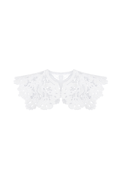 Hand-embroidered Richelieu cutwork detachable collar – embroidery detail