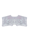 Hand-embroidered Richelieu cutwork detachable collar in light lavender