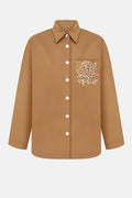 Brown jshirt with floral embroidery blouse roumaine shop