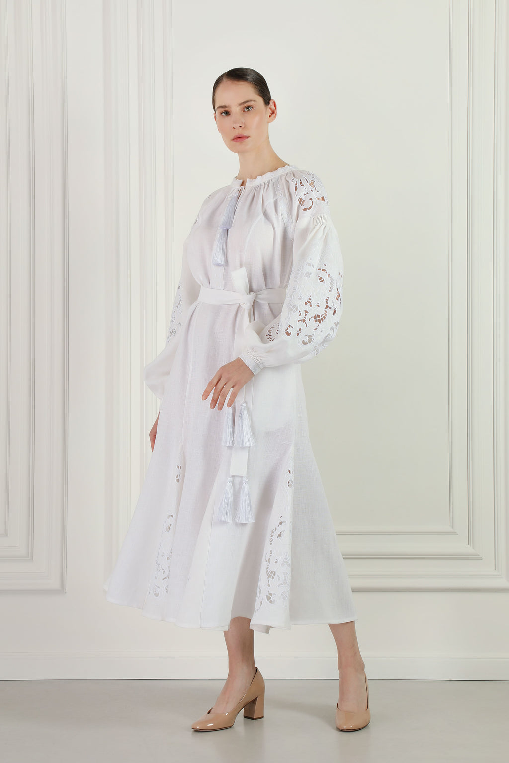 Sweetheart White Embroidered Bohemian Dress