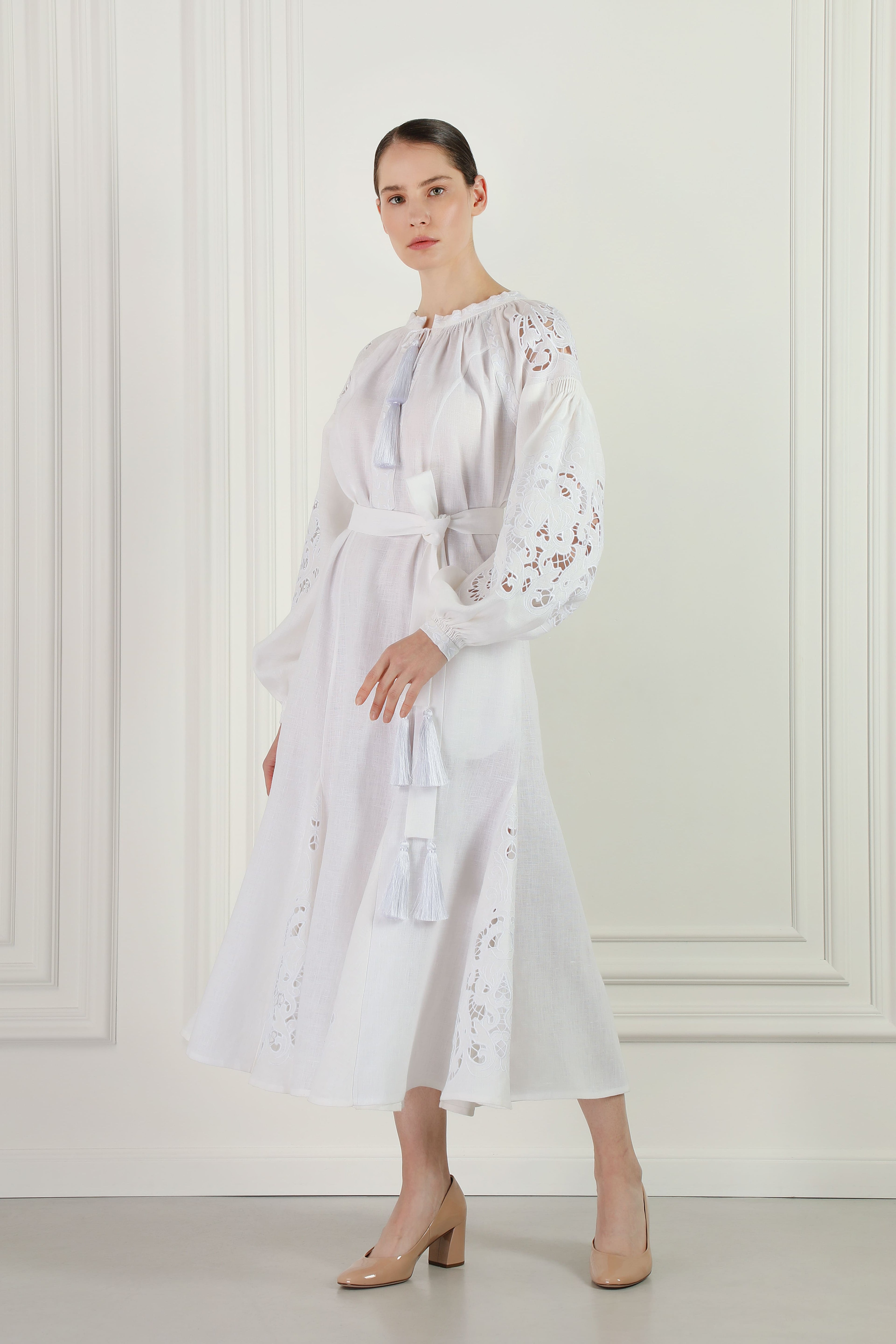 Sweetheart White Embroidered Bohemian Dress