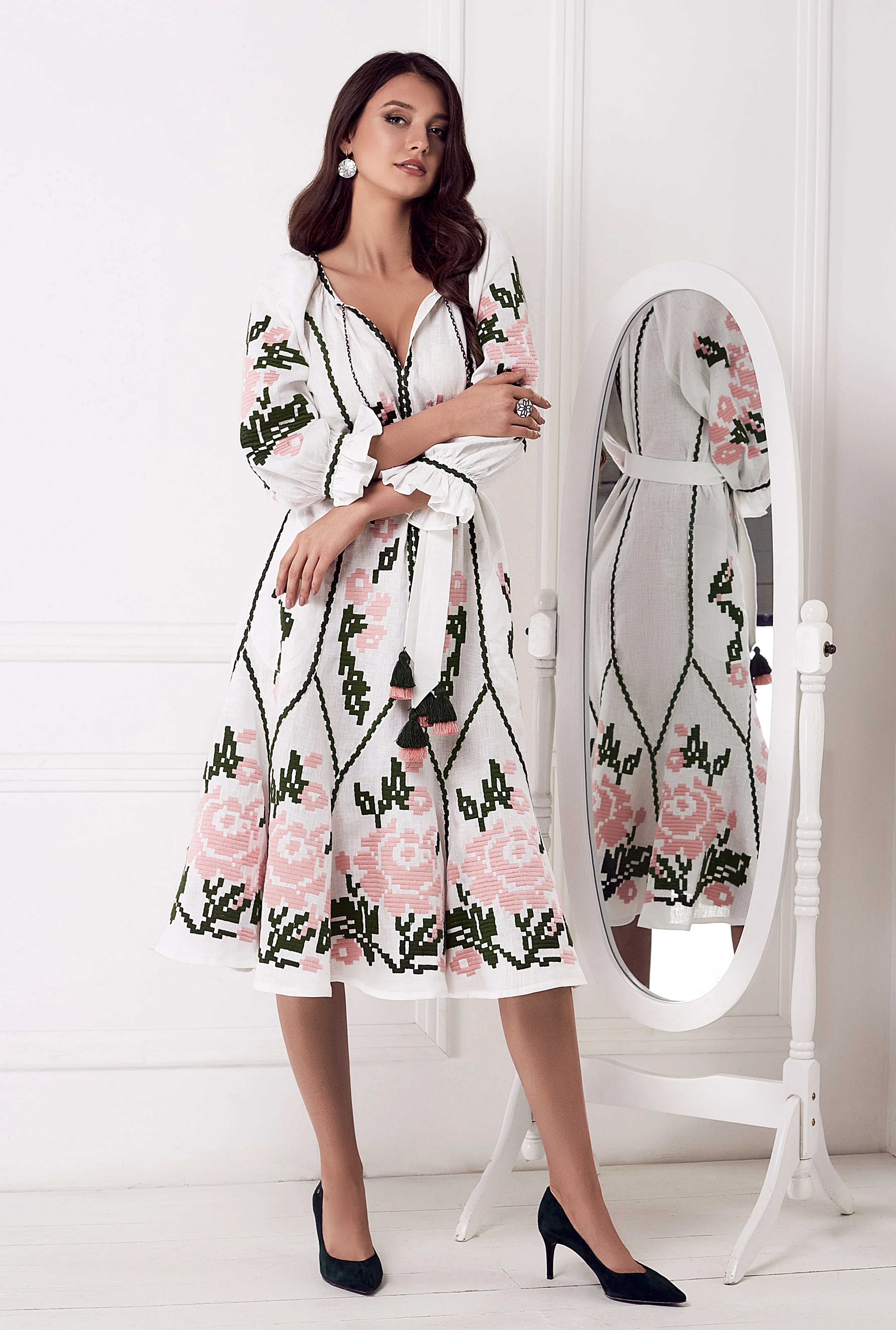 Marta midi embroidered dress