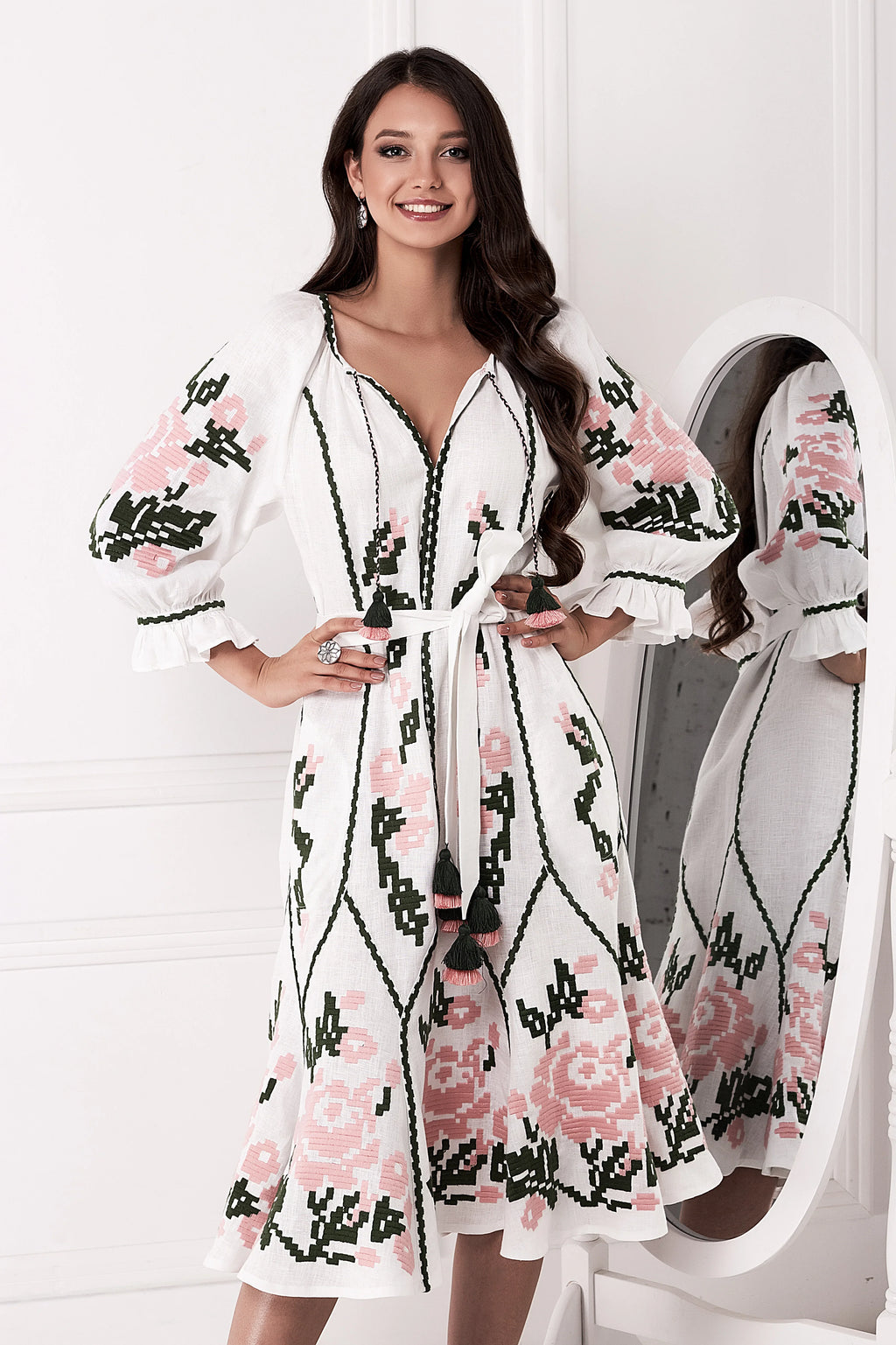 Marta midi embroidered dress