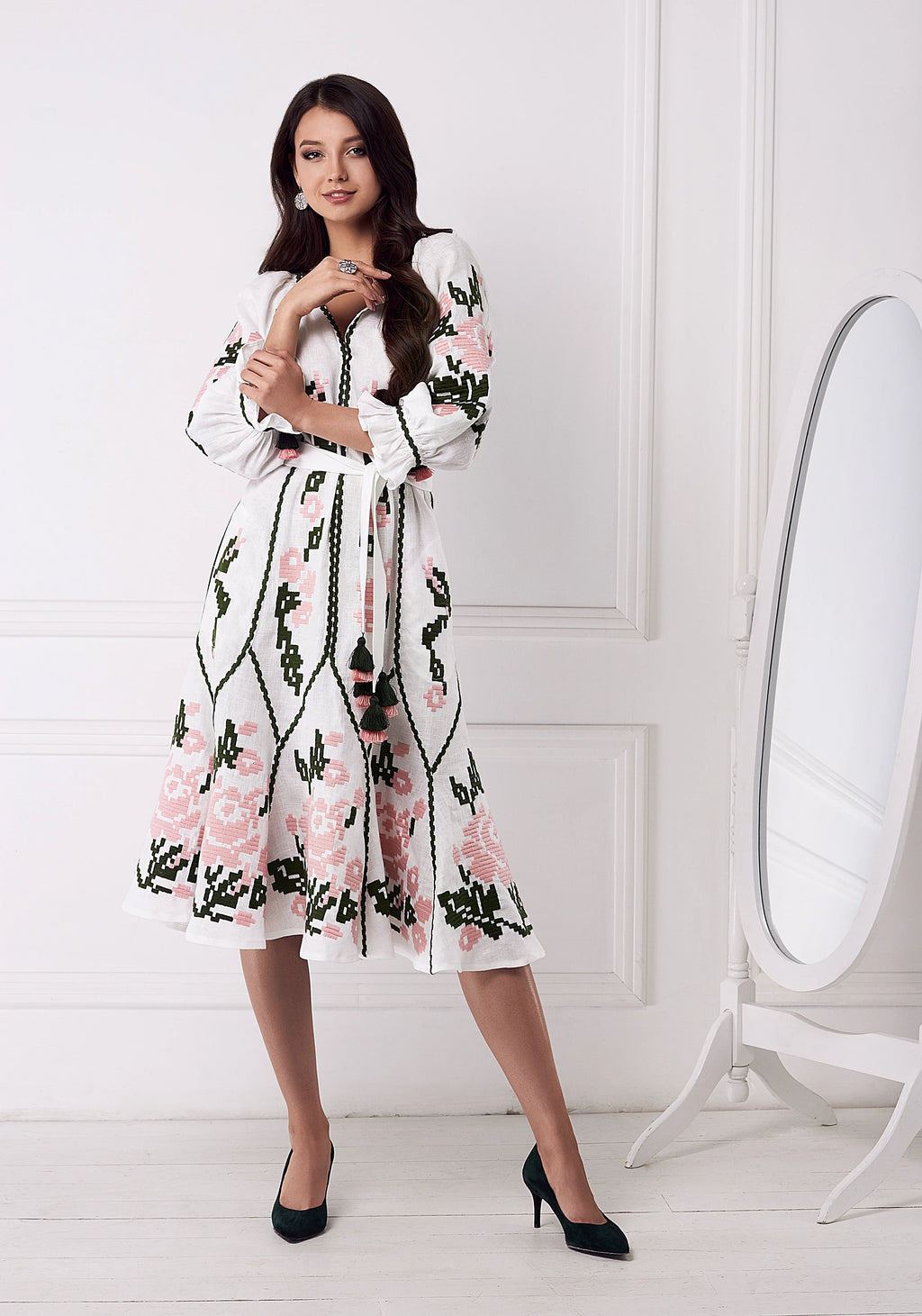Marta midi embroidered dress