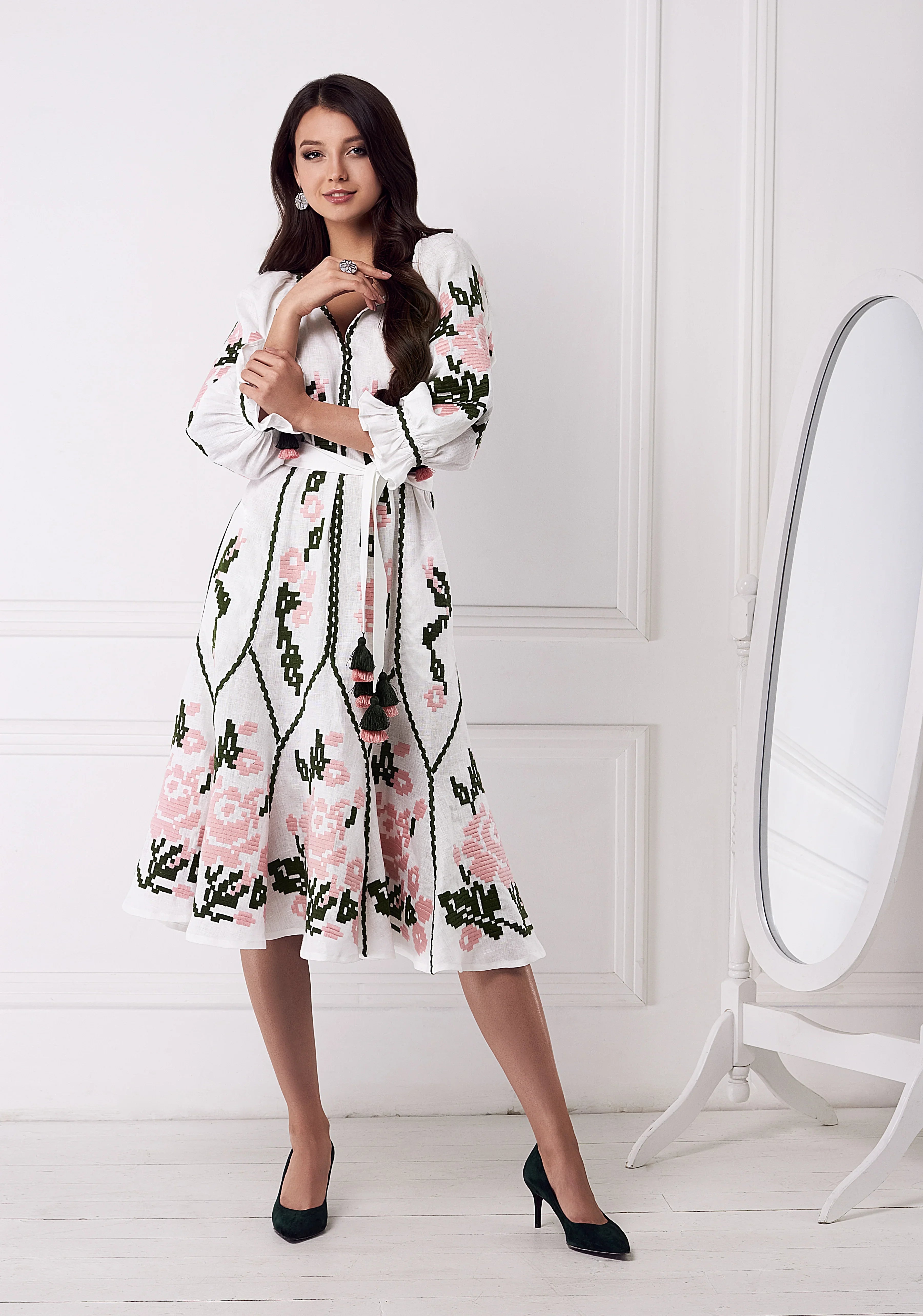 Marta midi embroidered dress