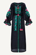 Oversized Floral Hand Embroidered Linen Beach Tunic