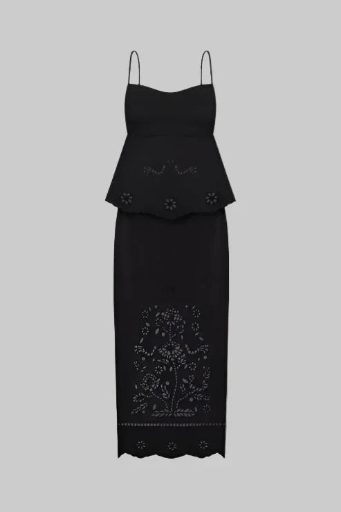 Tree Of Life Embroidered Black Top