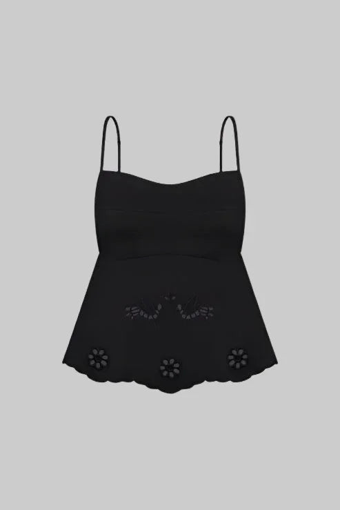 Tree Of Life Embroidered Black Top