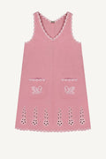 Foberini, Embroidered dress, pink, linen, floral motif, hand-embroidered