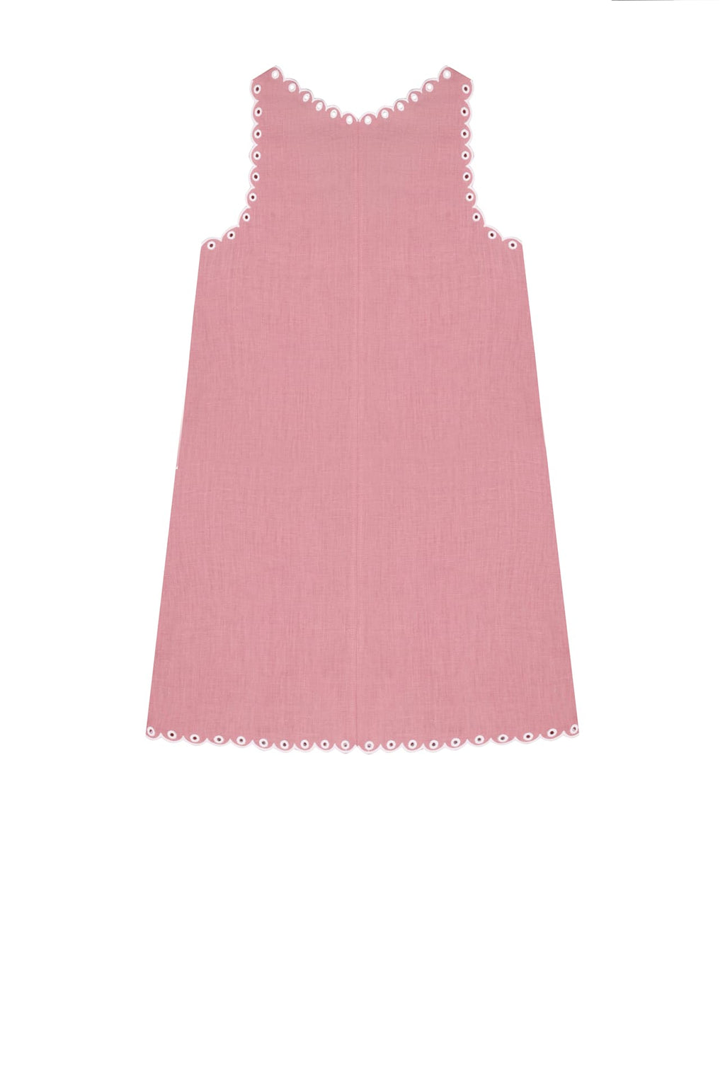 Foberini, Embroidered dress, pink, linen, floral motif, hand-embroidered – embroidery detail