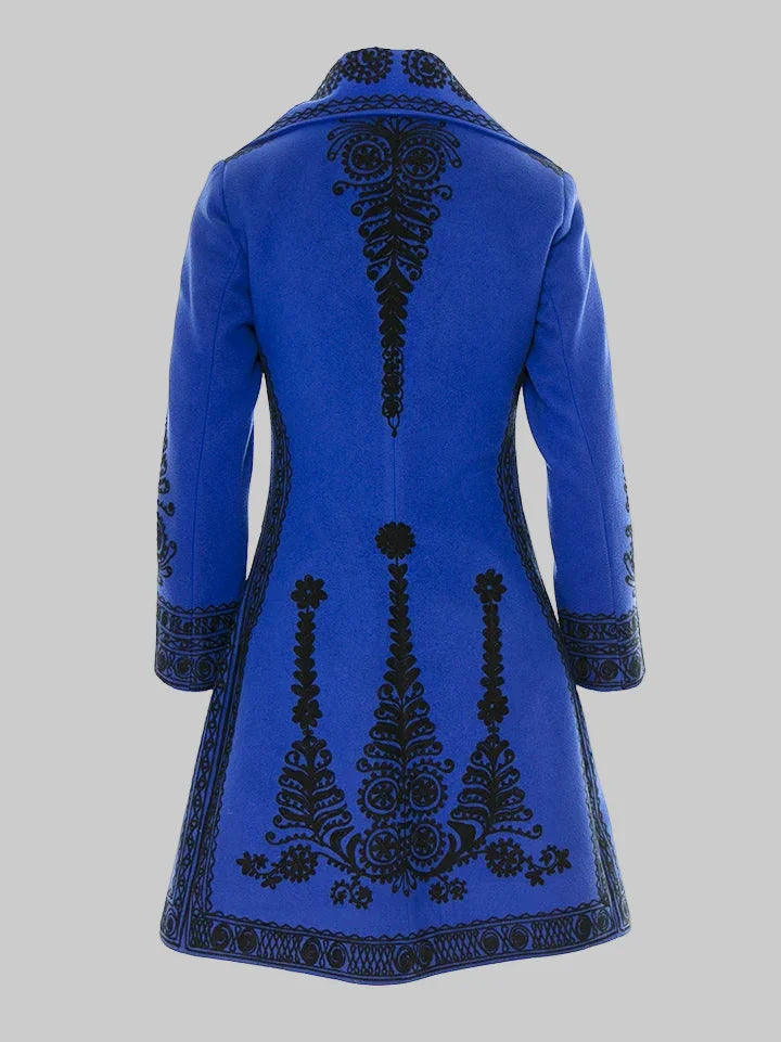 Blue Romanian Traditional Wool Coat (Suman) – Handmade in Gorj