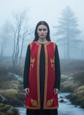 Handcrafted Artisan Wool & Cashmere Vest in Red no 5