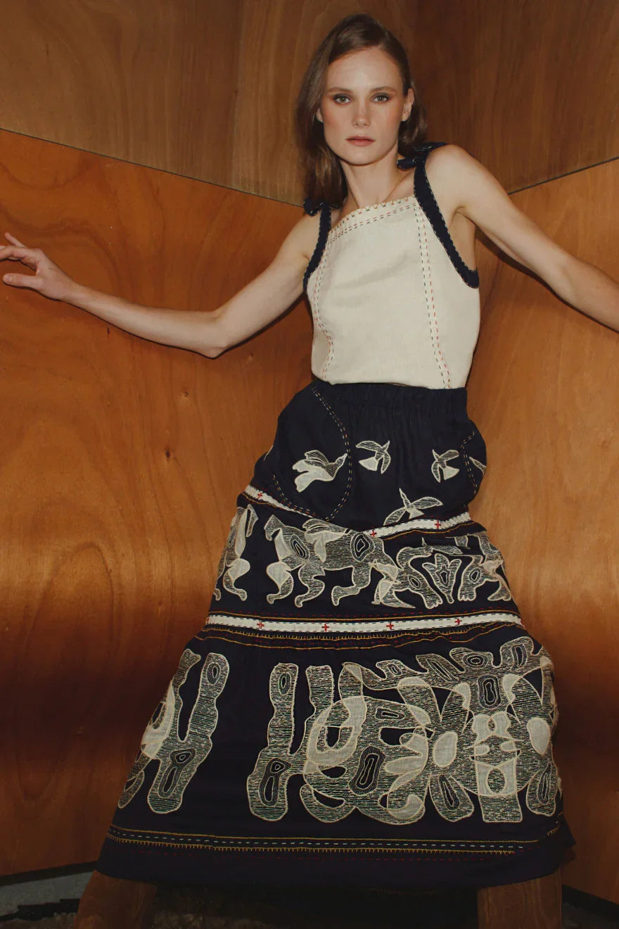 Animal Realm Embroidered Skirt