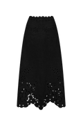 Annabo - Blouse roumaine Shop Hand-embroidered folk linen skirt with Richelieu cutwork in black