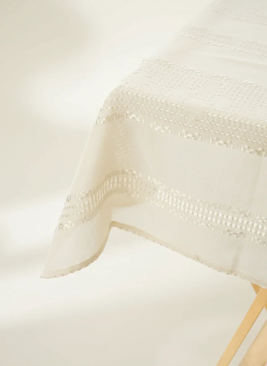 Beige natural cotton woven tablecloth made by artisans