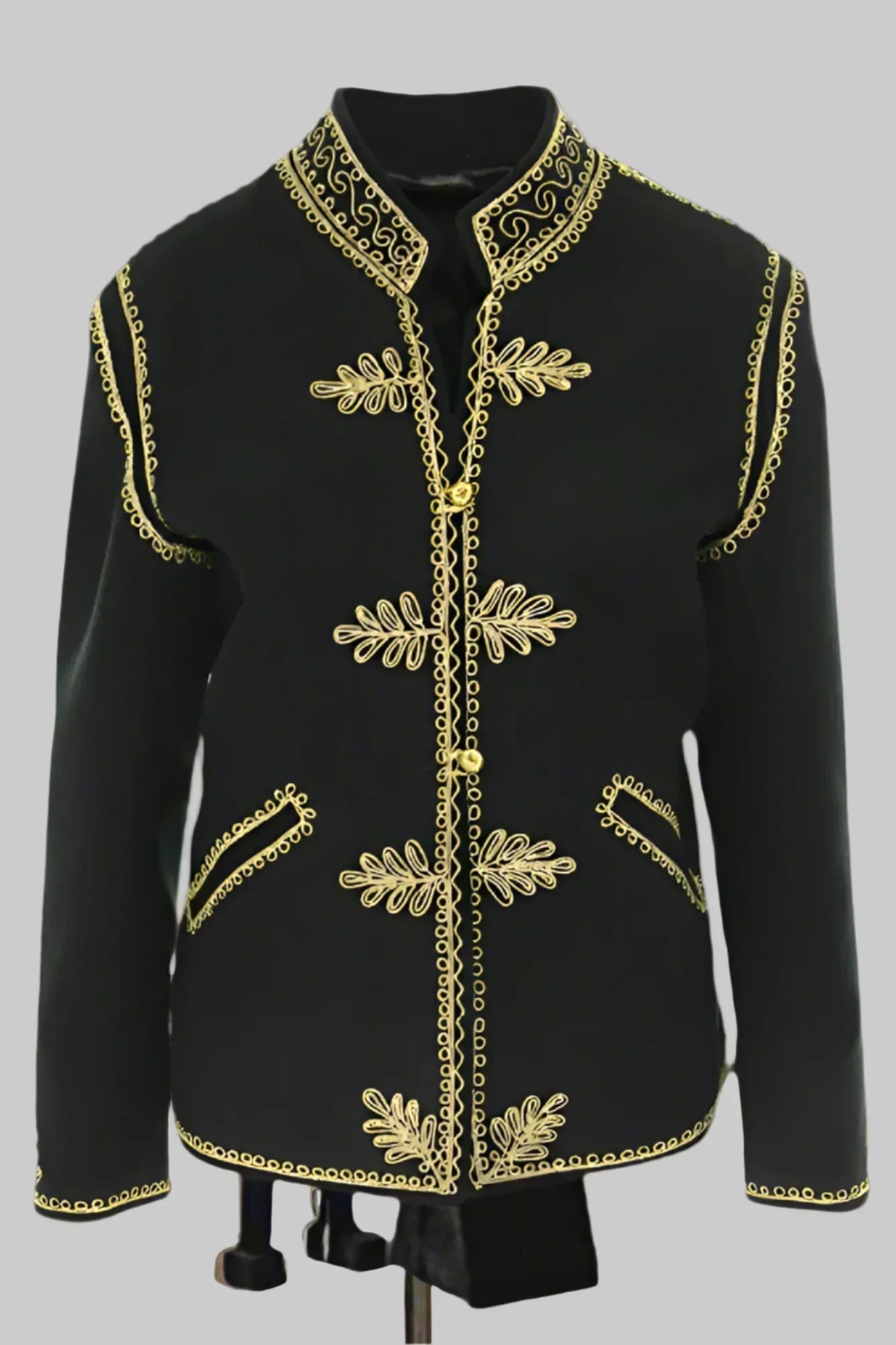 The Heritage Officer Jacket Woman– Black Wool & Gold Embroidery