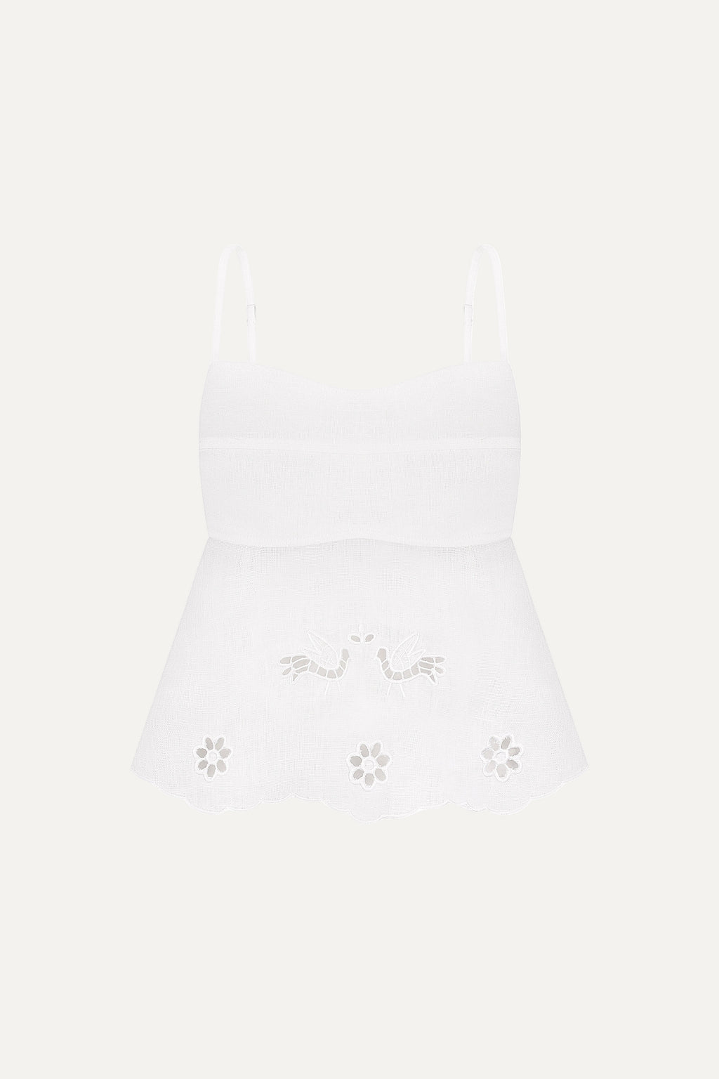 White lace babydoll top on a white background