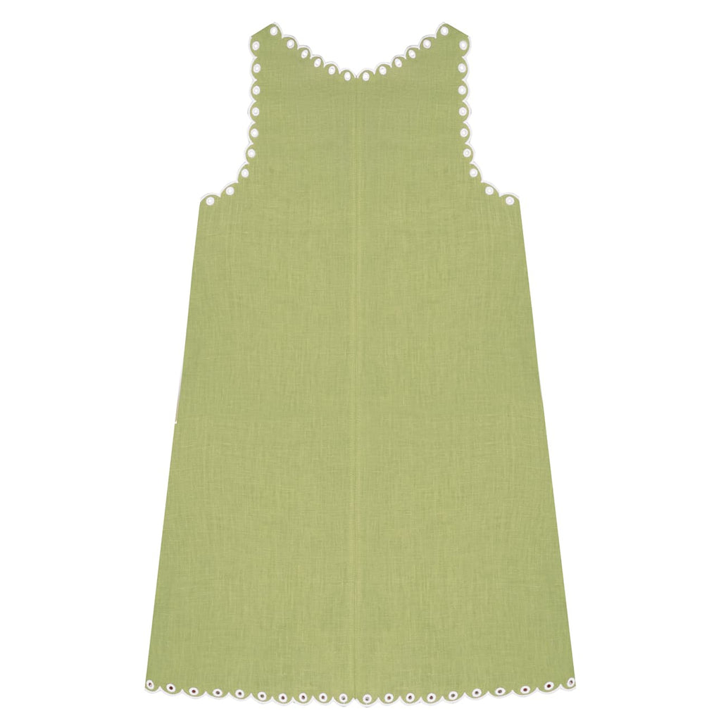 Foberini, Embroidered dress, green, linen, hand-embroidered – embroidery detail