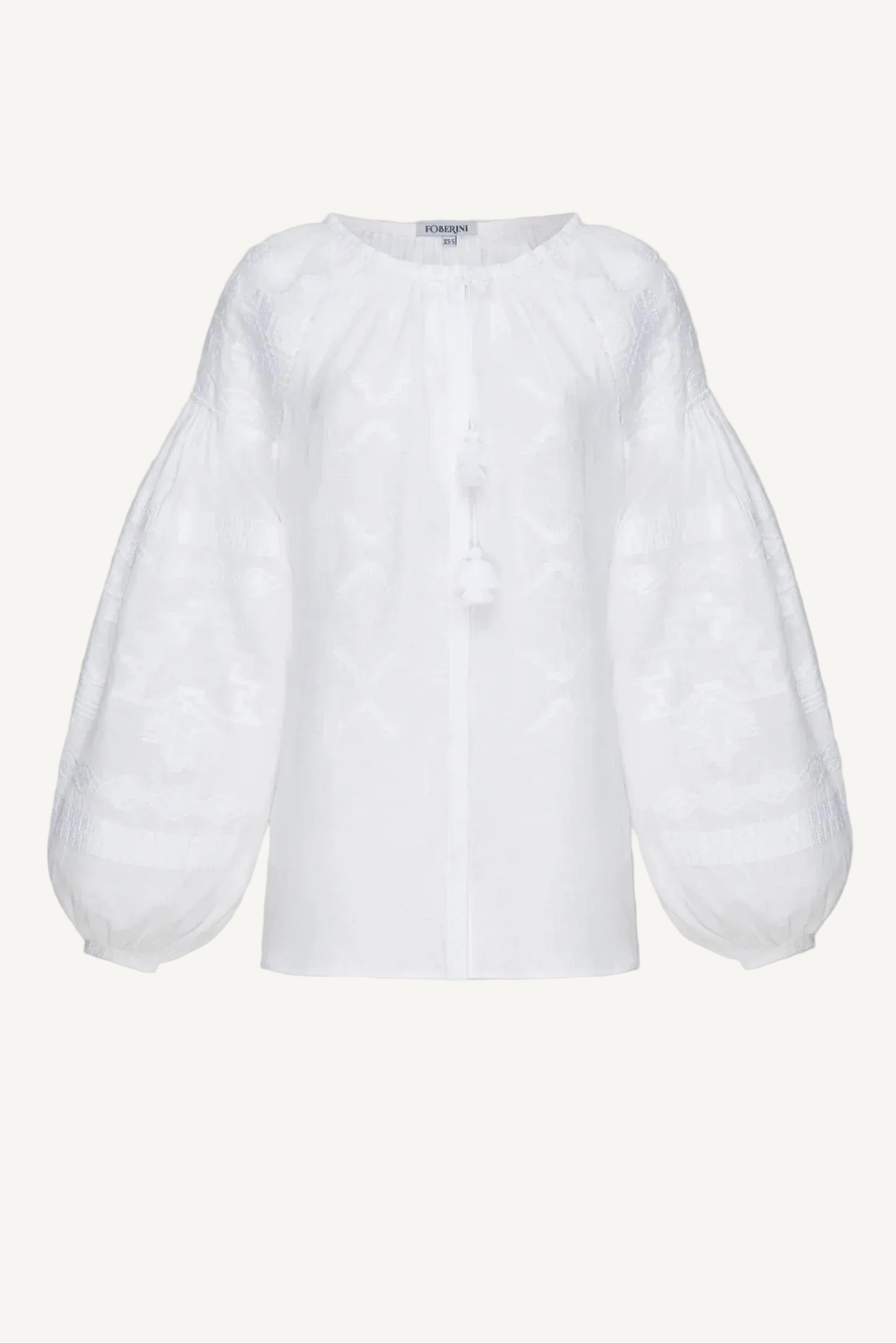 White puff sleeved embroidered blouse Tine Foberini