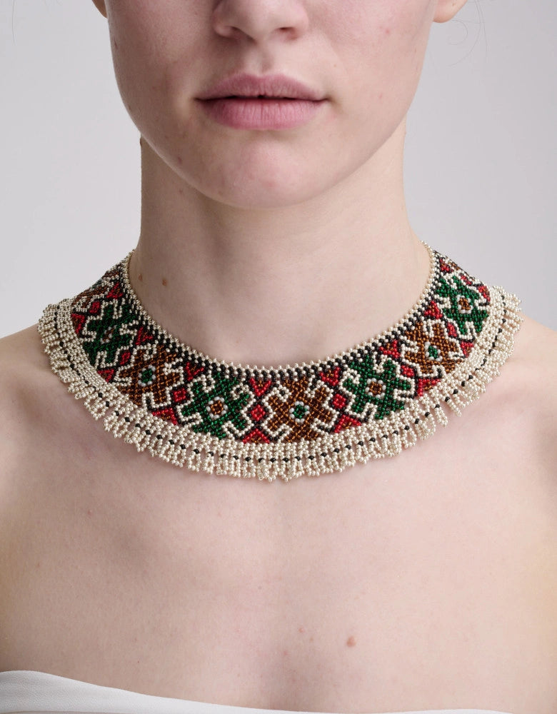 Bohemian Beaded Collar Necklace — Ukrainian Folk Heritage