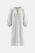 White dress with embroidered details on a blouse-roumaine-shop