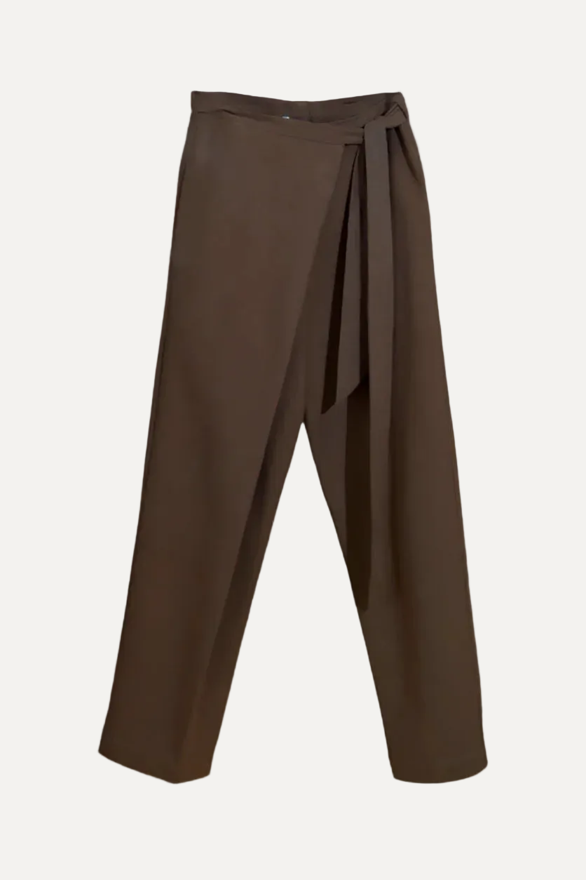 Brown wrap-style pants poetic alb