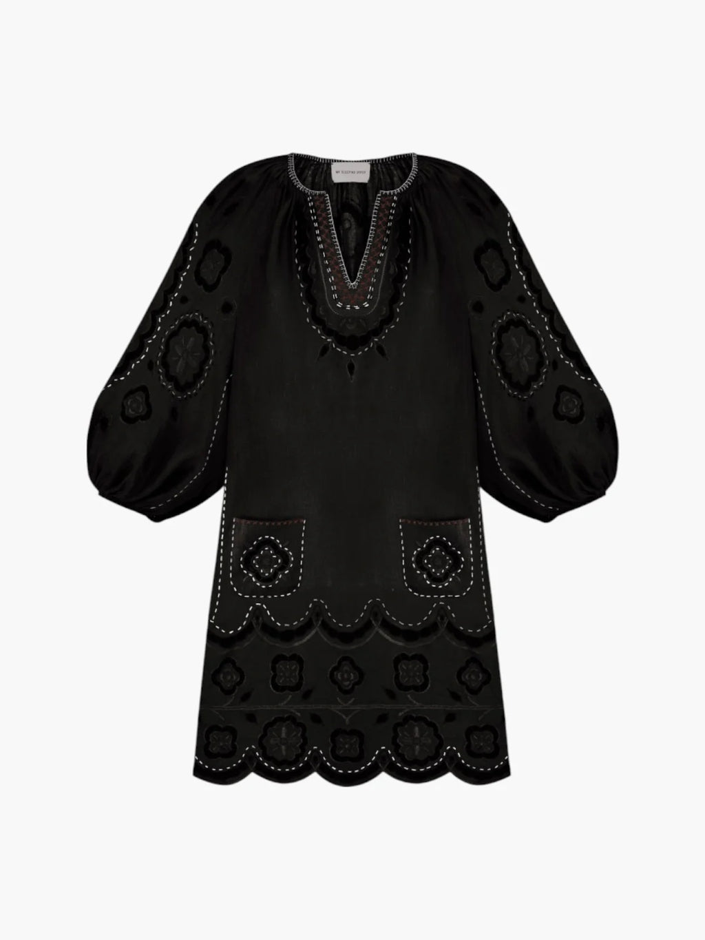 Merezhivo short dress in Black 24k beads embellished