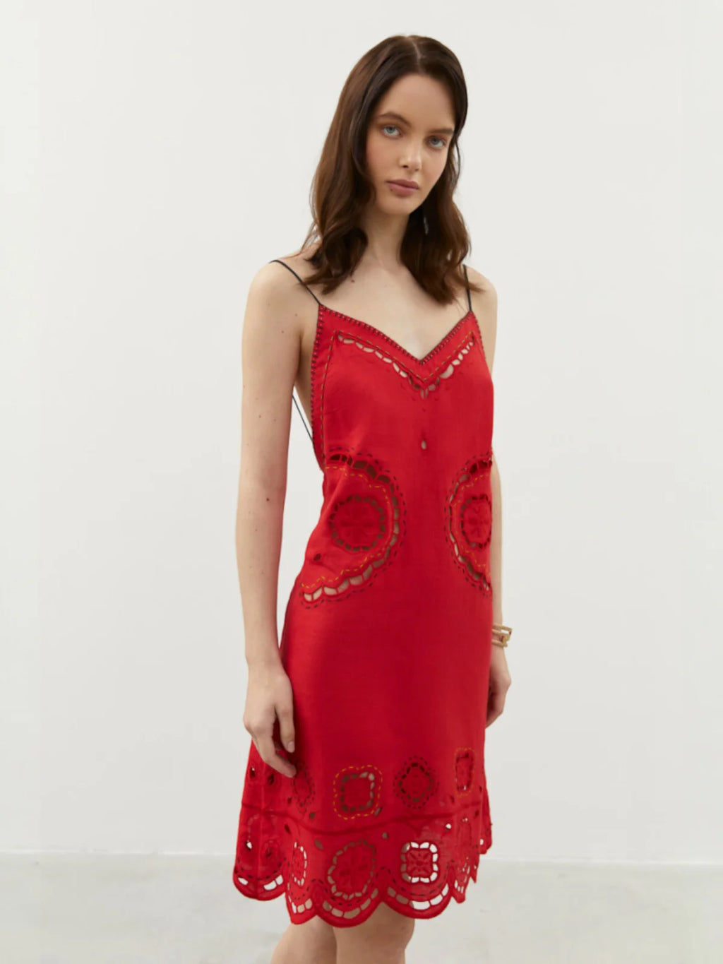 The Merezhivo Strap Dress in red