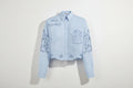 Light blue shirt with  ukrainian floral patterns blouse roumaine shop