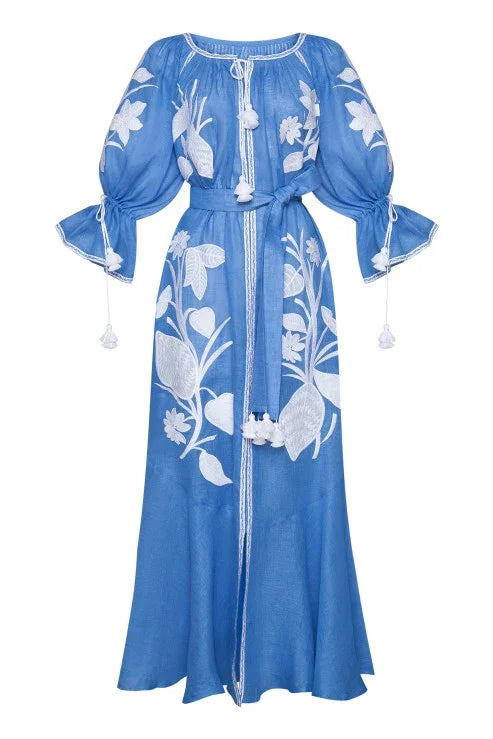 Foberini, Embroidered dress, floral motif, hand-embroidered – view 7