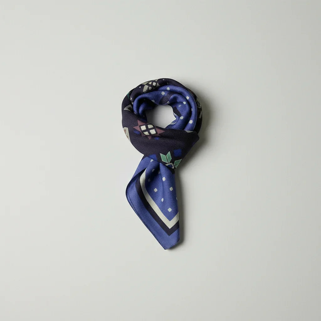 The story of the snowflakes wool and cashmere scarf in blue